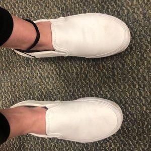 White Slip-On Vans